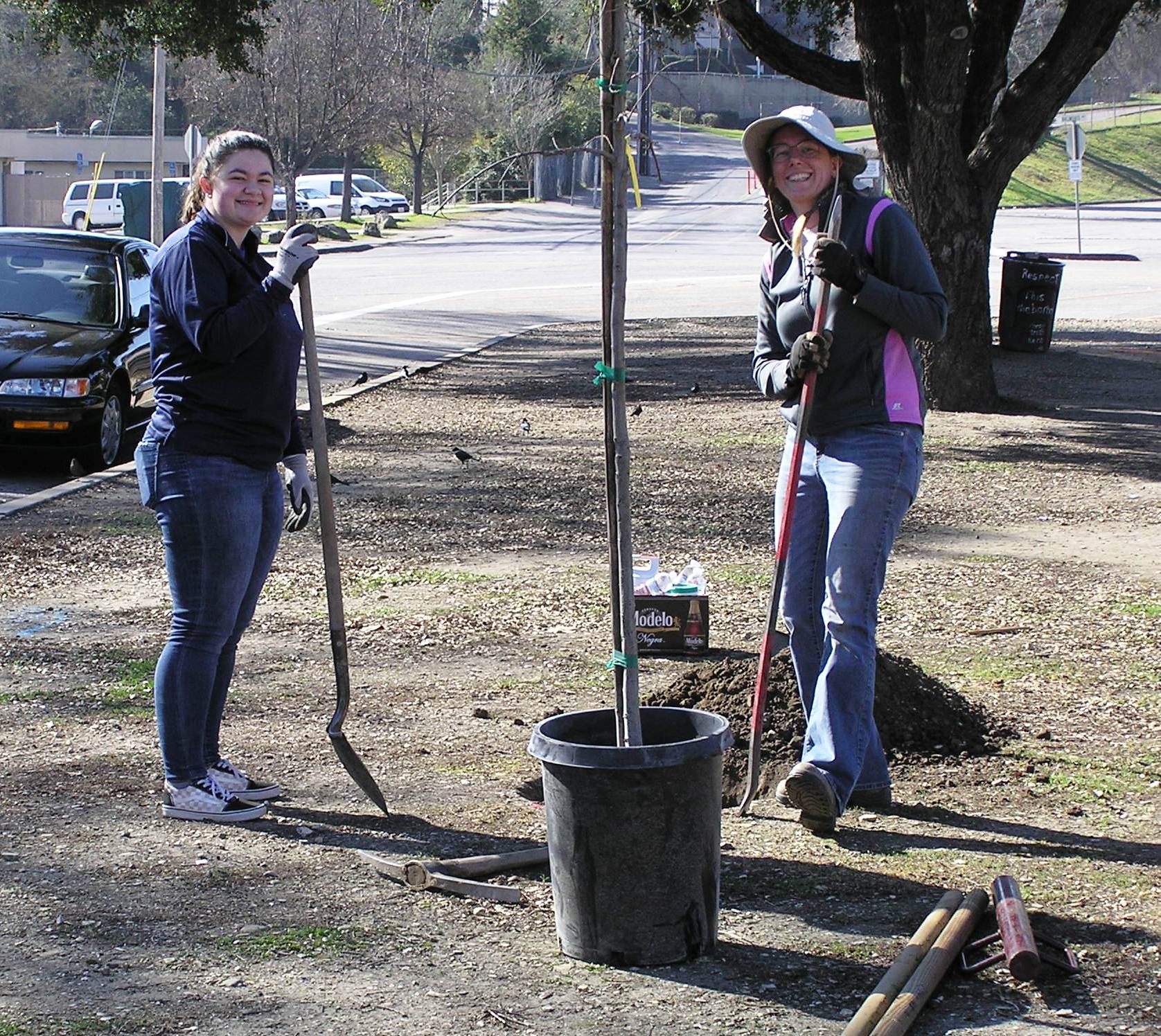 Morgan and Meg - planting a Valley Oak tree!